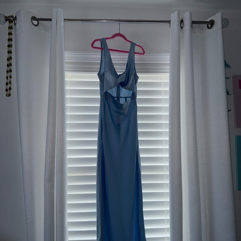 Princess Polly Blue Plunge Neck Sleeveless Midi Gown
